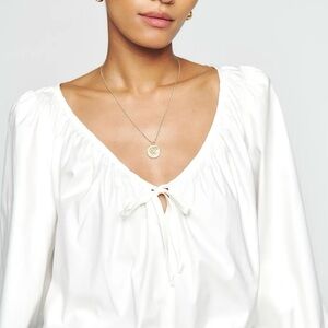 Reformation Cream Blouse with Tie Detail